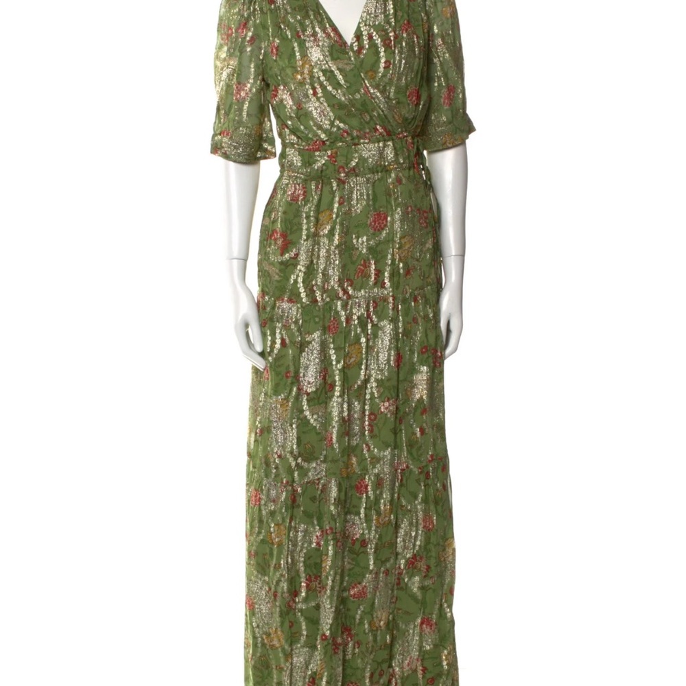ba&sh Green and Red Floral Maxi Dress